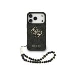 Guess Funda Para Iphone 17 Pro Max – Carcasa De Polipiel Negra Con Logo 4g Clásico Y Correa De Perlas, Diseño Elegante Y Ajuste Preciso