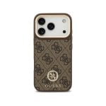 Funda para móvel Guess 4G Strass Polipiel Castanha MagSafe para iPhone 17 Pro