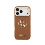 Guess Funda Para Iphone 17 Pro – Carcasa Efecto Granulado Marrón Con Logo Y Soporte, Diseño Funcional Y Ajuste Preciso