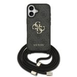 Guess Funda Para Iphone 17 – Carcasa De Pu Negra Con Logo 4g Y Correa Con Cordón, Diseño Práctico Y Ajuste Preciso