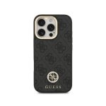 Guess Funda Para Iphone 16 Pro – Carcasa Con Magsafe Negra Con Logo 4g De Strass Y Correa Ancha, Diseño Elegante Y Ajuste Preciso