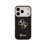 Guess Funda Para Iphone 17 Pro – Carcasa Efecto Granulado Negra Con Logo Y Soporte, Diseño Funcional Y Ajuste Preciso