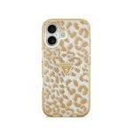 Guess Funda Para Iphone 17 – Carcasa Pc+tpu Con Magsafe Leopardo Marrón Con Brillos, Diseño Elegante Y Ajuste Preciso