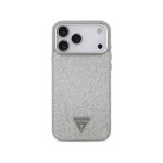 Guess Funda Para Iphone 17 Pro – Carcasa De Polipiel Plata Con Purpurina Y Magsafe, Diseño Elegante Y Ajuste Preciso