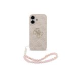 Guess Funda Para Iphone 17 – Carcasa De Polipiel Rosa Con Logo 4g Clásico Y Correa De Perlas, Diseño Elegante Y Ajuste Preciso