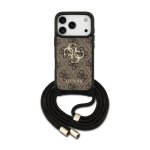 Guess Funda Para Iphone 17 Pro Max – Carcasa De Polipiel Marrón Con Logo 4g Y Correa Con Cordón, Diseño Práctico Y Ajuste Preciso