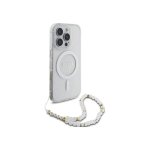 Guess Funda Para Iphone 16 Pro Max – Carcasa Transparente Con Magsafe Con Brillo Y Correa De Perlas, Diseño Elegante Y Ajuste Preciso