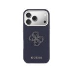 Guess Funda Para Iphone 17 Pro – Carcasa Efecto Piel Azul Con Logo Guess, Diseño Elegante Y Ajuste Preciso