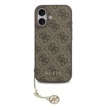 Guess Funda Para Iphone 17 – Carcasa Marrón Con Logo 4g Y Charm Dorado, Diseño Elegante Y Ajuste Preciso