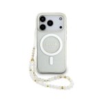 Guess Funda Para Iphone 17 Pro – Carcasa Transparente Con Magsafe Con Brillo Y Correa De Perlas, Diseño Elegante Y Ajuste Preciso