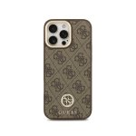 Guess Funda Para Iphone 16 Pro – Carcasa Con Magsafe Marrón Con Logo 4g De Strass Y Correa Ancha, Diseño Elegante Y Ajuste Preciso