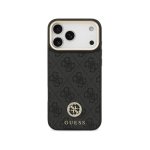 Funda para móvel Guess Polipele Preta Alça Larga Logo Strass para iPhone 17 Pro