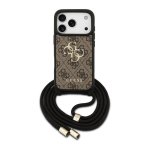 Funda pour mobile Guess PU Marron Logo 4G avec cordon pour iPhone 17 Pro