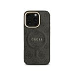 Guess Funda Para Iphone 16 Pro – Carcasa De Polipiel Negra Con Logo Clásico Y Magsafe, Diseño Elegante Y Ajuste Preciso