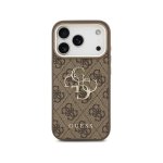 Guess Funda Para Iphone 17 Pro – Carcasa Marrón Con Gran Logo Clásico 4g Dorado, Diseño Elegante Y Ajuste Preciso