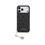 Guess Funda Para Iphone 17 Pro Max – Carcasa Negra Con Logo 4g Y Charm Dorado, Diseño Elegante Y Ajuste Preciso