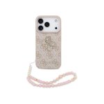 Guess Funda Para Iphone 17 Pro – Carcasa De Polipiel Rosa Con Logo 4g Clásico Y Correa De Perlas, Diseño Elegante Y Ajuste Preciso