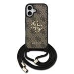 Guess Funda Para Iphone 17 – Carcasa De Pu Marrón Con Logo 4g Y Correa Con Cordón, Diseño Práctico Y Ajuste Preciso