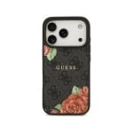 Handyhülle Guess 4G Blumen Schwarz MagSafe Elegant für iPhone 17 Pro Max