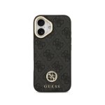 Guess Funda Para Iphone 16 – Carcasa Con Magsafe Negra Con Logo 4g De Strass Y Correa Ancha, Diseño Elegante Y Ajuste Preciso
