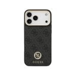 Guess Funda Para Iphone 17 Pro Max – Carcasa De Polipiel Negra Con Logo 4g De Strass Y Magsafe, Diseño Elegante Y Ajuste Preciso