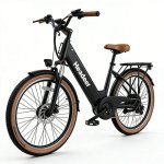 Bicicleta Eléctrica Headeer BD26195 Motor 350W Batería 48V 26" Frenos Disco Negro