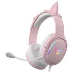 Auriculares Subsonic SA5684-1 com fio RGB microfone boom gaming rosa over ear