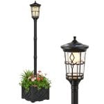 Outsunny Farola Solar Exterior De Jardín Con Macetero P2 Modos De Brillo Ip44