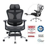 Silla Ergonómica Sihoo Doro C300 Jt Con Reposapiés Extensible Malla Negra