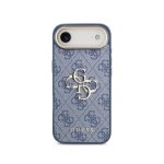 Funda para móvil Guess carcasa rígida material premium azul logo dorado para iPhone 4G