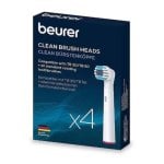 Recambio para Cepillo Beurer TB 30/TB 50 Pack 4 Unidades Blanco con Tapa Protectora