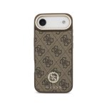 Funda para móvil Guess carcasa protectora polipiel marrón logo strass correa ancha para iPhone Air