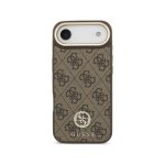 Cover Guess in polipelle marrone con logo strass e cinturino largo per iPhone Air