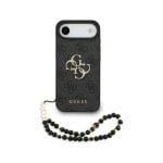 Capa Guess Polipiel Preta com Logo 4G Clássico e Corrente de Pérolas para iPhone Air