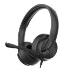 Auriculares Nilox com cabo USB, cancelamento de ruído, microfone e controlo em linha, preto
