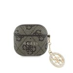 Funda Guess AirPods 4 polipiel Marron e pendente pedras