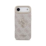 Capa Guess Air rosa com grande logo dourado para iPhone Air elegante