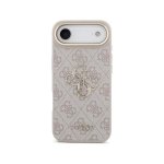 Funda para móvil Guess Carcasa rígida Material premium Rosa logo dorado para iPhone 4G
