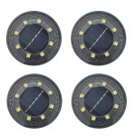Lámpara Solar de Suelo Autrucker 8 LED Luz Cálida IP68 Paquete 4