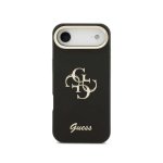 Guess Hülle Granulierter Effekt Schwarz mit Logo und Ständer für iPhone Air