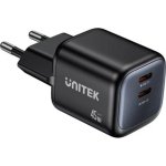 Cargador USB Unitek 2 Puertos 45W GaN Power Delivery Quick Charge Negro