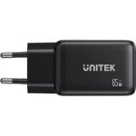 Cargador USB Unitek P1130ABK01-EU 65W GaN 3 Puertos USB-A y USB-C
