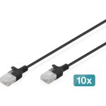 Cavo di Rete Digitus CAT6 U/UTP Slim 0.30m Nero 10 Unità