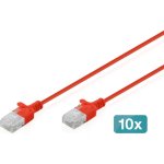 Cable de Red Digitus CAT6 U/UTP Slim 0.5m Rojo 10 Unidades