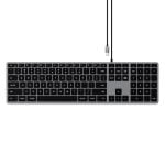 Teclado Satechi Slim W3 alámbrico USB AZERTY aluminio negro retroiluminado