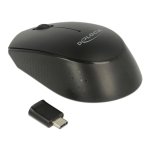 Mouse Delock 12526 Wireless RF 1000 DPI Nero Ambidestro Ricevitore Nano USB Type-A