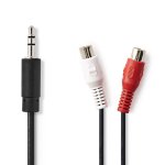 Cable Adaptador Audio Nedis 3.5mm Macho a 2x RCA Hembra 0.2m Negro