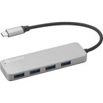Hub Sandberg 4 Ports USB 3.0 5 Gbps USB-C zu USB-A Aluminium Silber