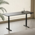 Kimex Escritorio Motorizado Sentado De Pie, 180 X 75 Cm, Tablero Negro Con Bordes Redondeados/base Negra