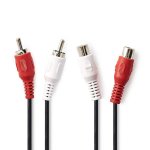Cable de extensión de audio estéreo Nedis CAGB24205BK20 2 m RCA hembra a macho